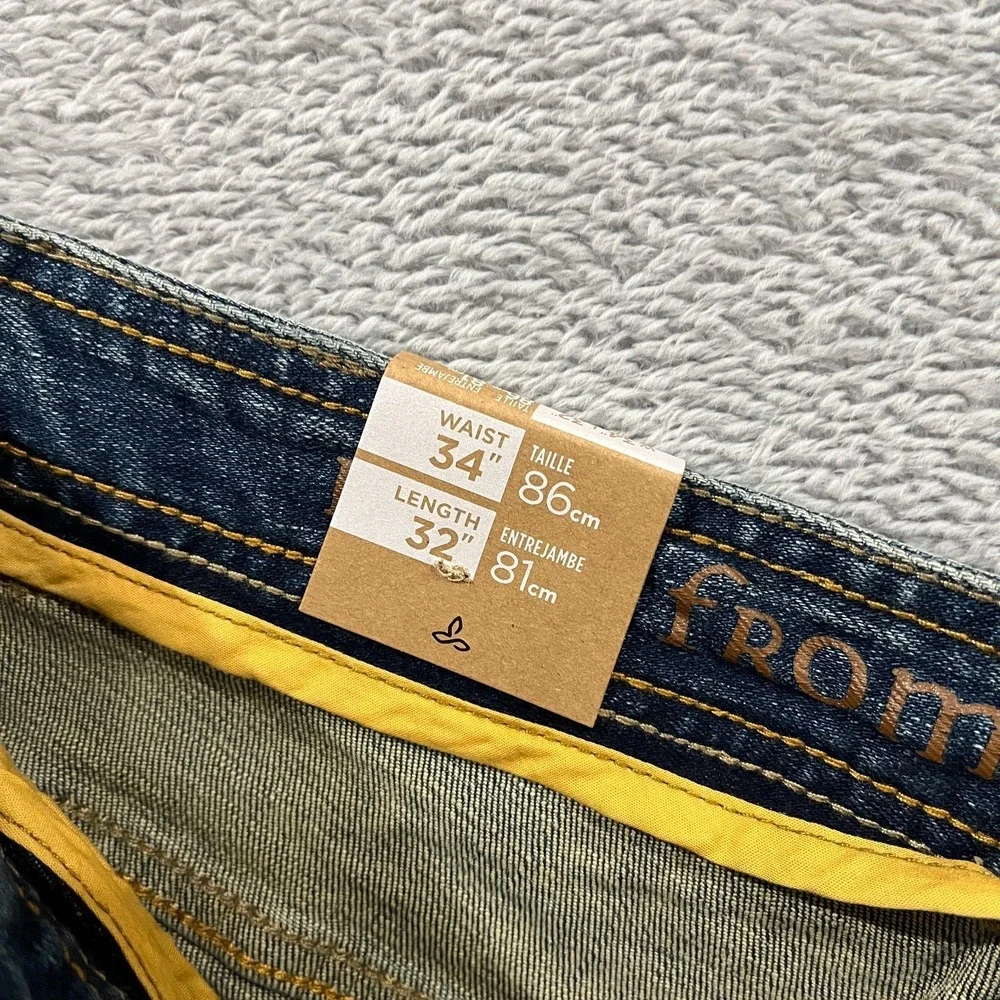 Prana Axiom Straight Leg Jeans Men 34x32 Denim Antique Stone Blue Cotton Y2K